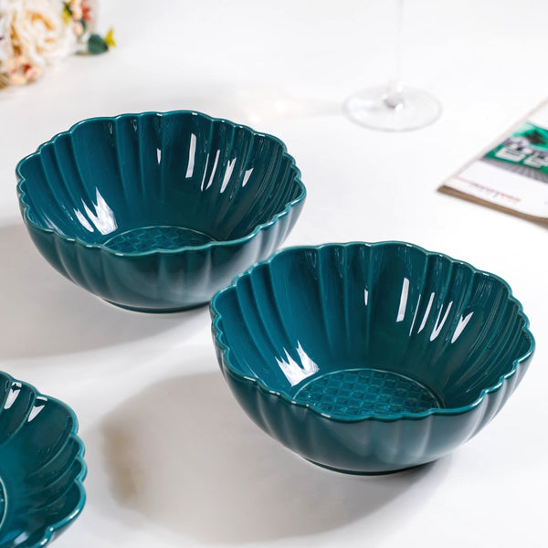 Moroccan Round Ceramic Serving Bowl Dark Green Set Of 2 1200ml