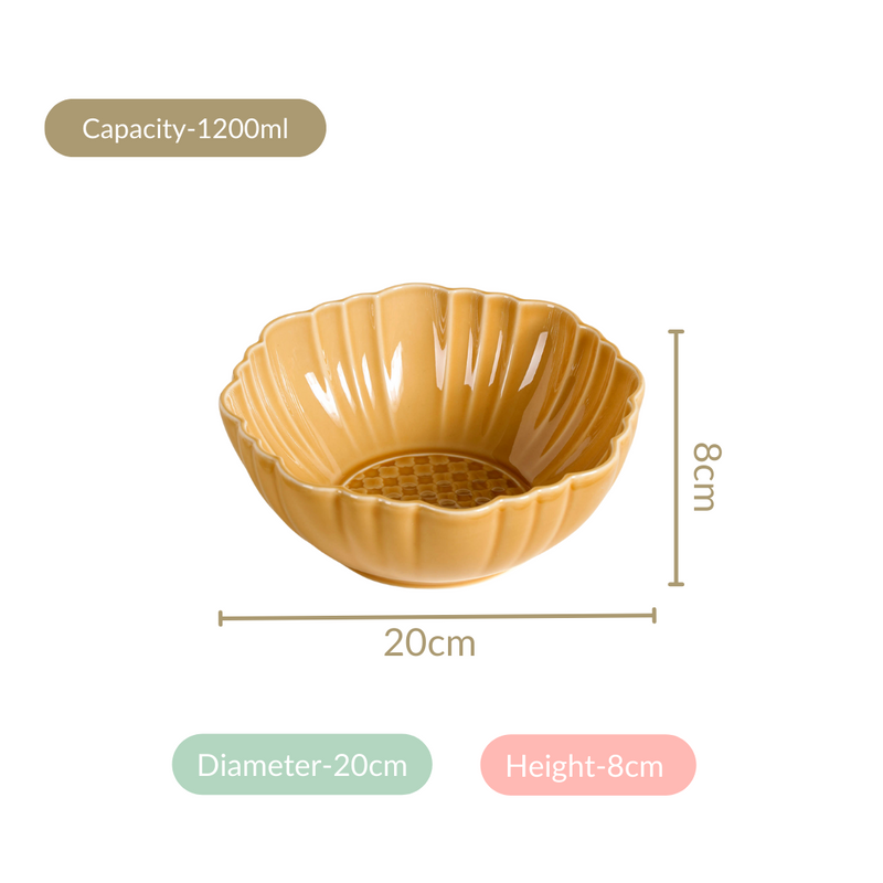 Yellow Ochre Serving Bowl Set Of 2 1200ml - Serving bowls, ceramic bowls, large bowls, round bowls, microwave safe bowls