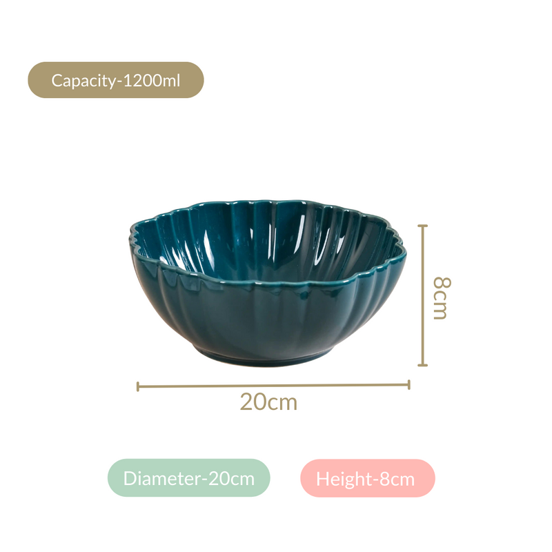 Moroccan Round Ceramic Serving Bowl Dark Green Set Of 2 1200ml - Serving bowl, serving bowl set, ceramic serving bowls, pasta bowl, large serving bowl
