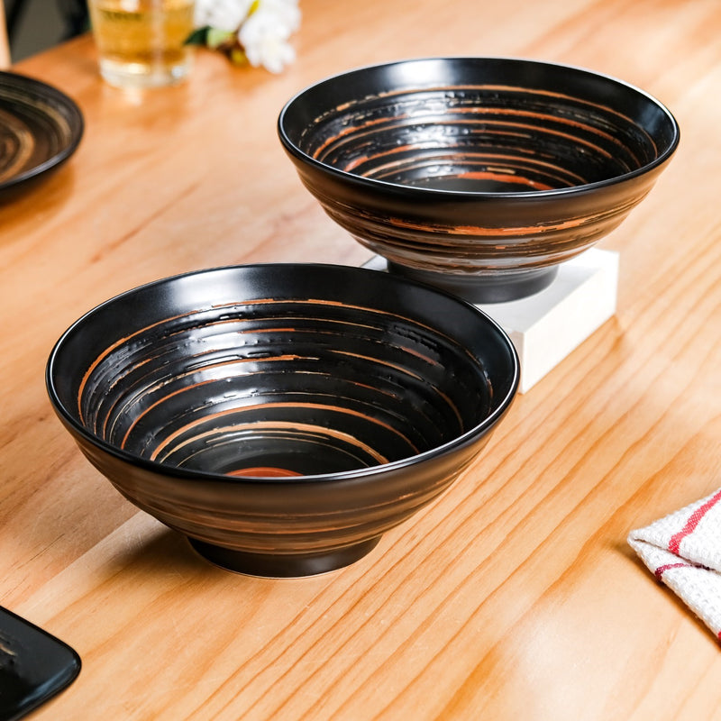 Exotic Serving Bowl Set Of 2 1200ml - Serving bowls, ceramic serving bowls, serving bowls set, black bowls, large bowls