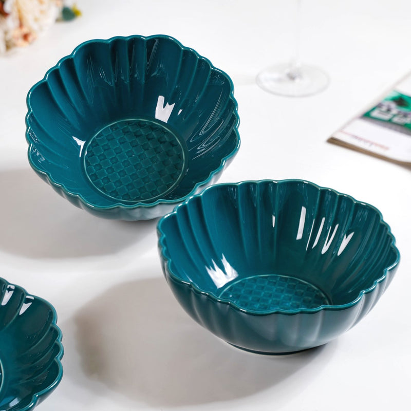 Moroccan Round Ceramic Serving Bowl Dark Green Set Of 2 1200ml - Serving bowl, serving bowl set, ceramic serving bowls, pasta bowl, large serving bowl