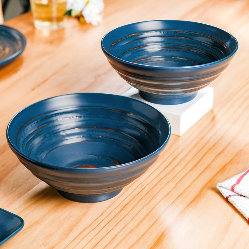 Stoneware Ceramic Serving Bowl Navy Blue Set Of 2 1200ml - Serving bowls, blue bowls, ceramic bowls, large bowls
