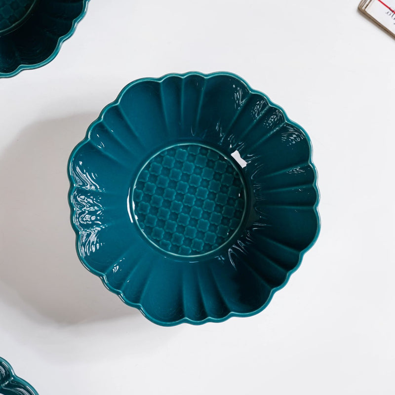 Moroccan Round Ceramic Serving Bowl Dark Green Set Of 2 1200ml - Serving bowl, serving bowl set, ceramic serving bowls, pasta bowl, large serving bowl