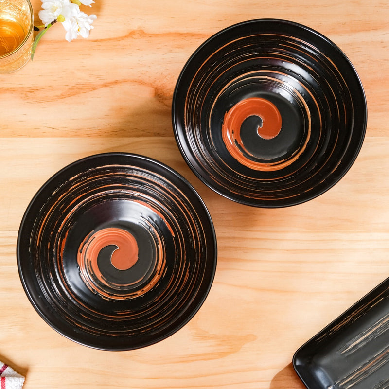 Exotic Serving Bowl Set Of 2 1200ml - Serving bowls, ceramic serving bowls, serving bowls set, black bowls, large bowls