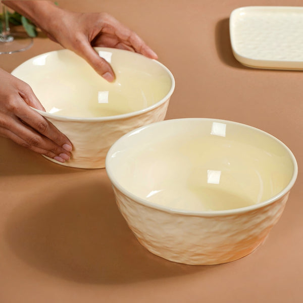 Vanilla White Textured Serving Bowl Set Of 2 1900ml