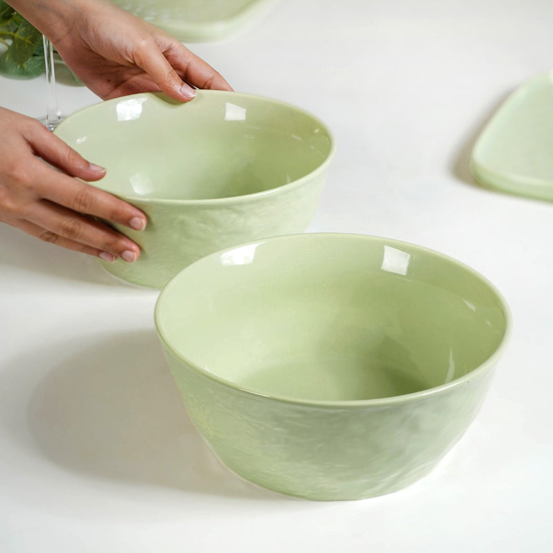 Pebble Textured Serving Bowl Sage Green Set Of 2 1900ml - Serving bowls, ceramic serving bowls, serving bowls set, snack bowls