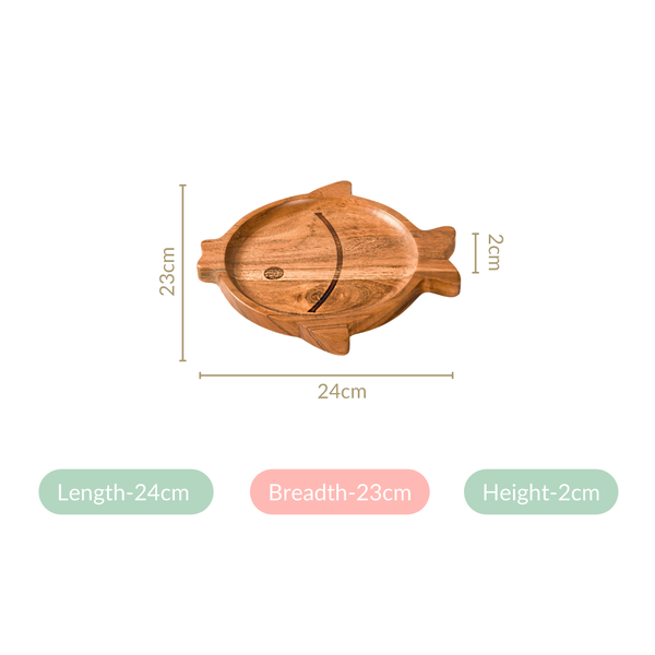 Wooden Fish Serving Platter 9 Inch