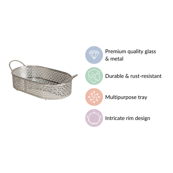 Decorative Oval Tray Silver Small