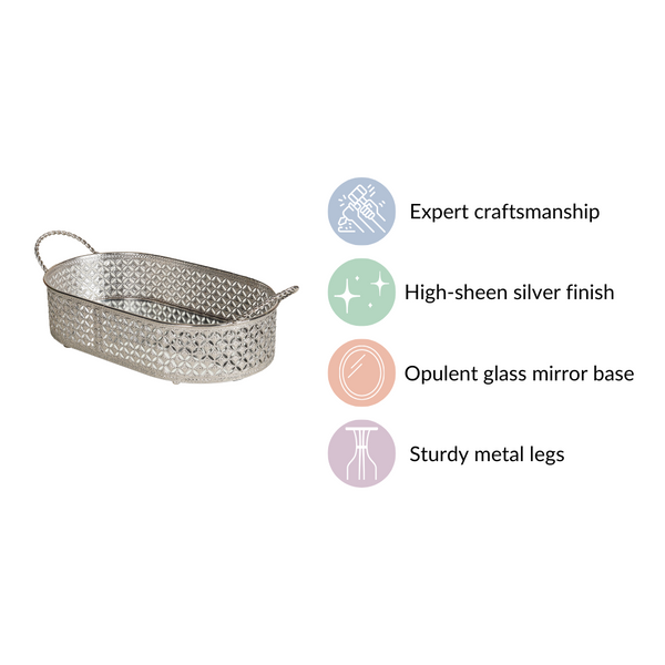 Decorative Oval Tray Silver Small