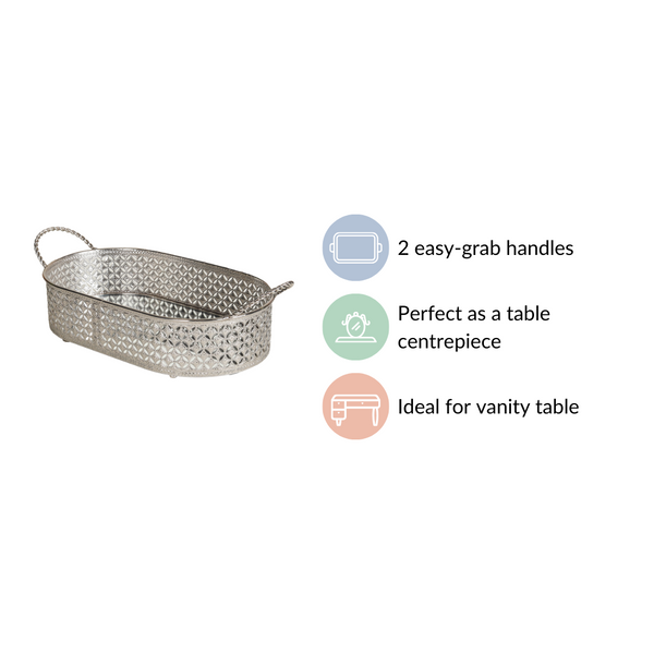 Decorative Oval Tray Silver Small