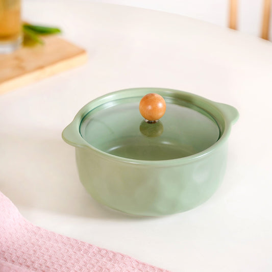 Pebble Textured Serving Bowl With Glass Lid 950ml