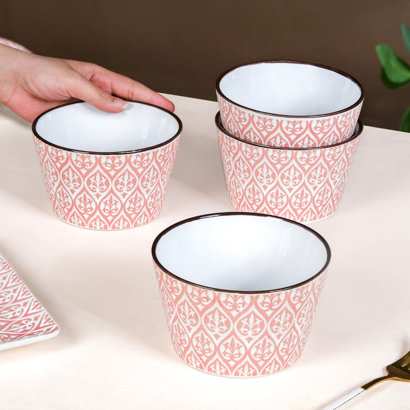 Baroque Ceramic Serving Bowl Set Of 4 Pink 650ml