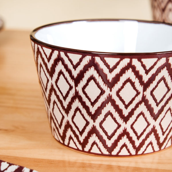 Brown Kaleido Ceramic Serving Bowl Set Of 4 650ml