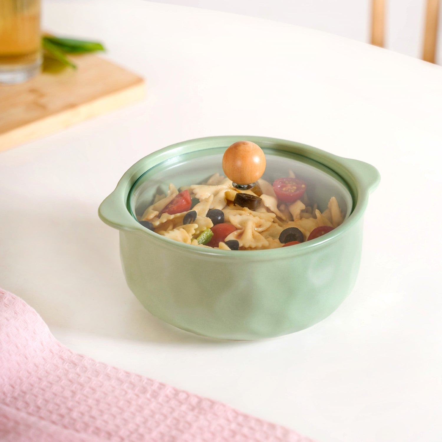 Pebble Textured Serving Bowl With Glass Lid 950ml Online Premium