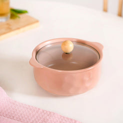 Peach Pebble Ceramic Serving Bowl With Lid 950ml