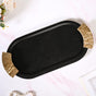 Matte Black Oval Metal Tray With Handles