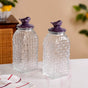Set Of 2 Basket weave Mason Jar With Purple Bird Lid 2000ml
