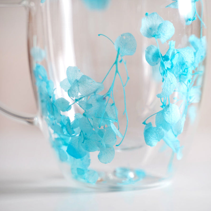 Set Of 2 Double Walled Flower Captured Coffee Mug Blue 350ml