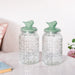 Set Of 2 Glass Jars With Green Bird Lid 1300ml