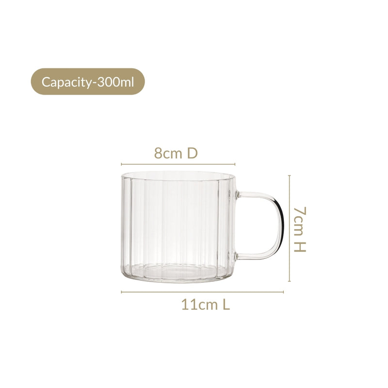 Set Of 2 Premium Borosilicate Ribbed Cups 300ml