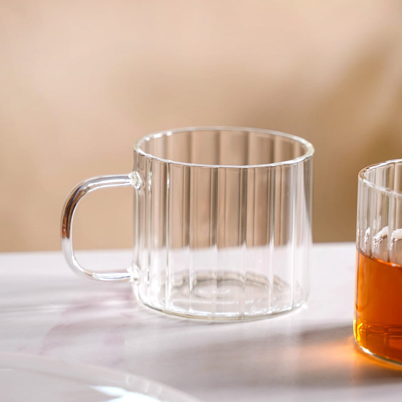 Set Of 2 Premium Borosilicate Ribbed Cups 300ml