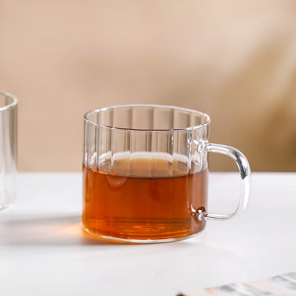 Set Of 2 Premium Borosilicate Ribbed Cups 300ml