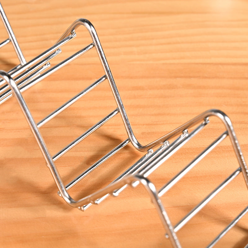 Set Of 2 Zig-Zag Stainless Steel Taco Holder With Dip Bowls