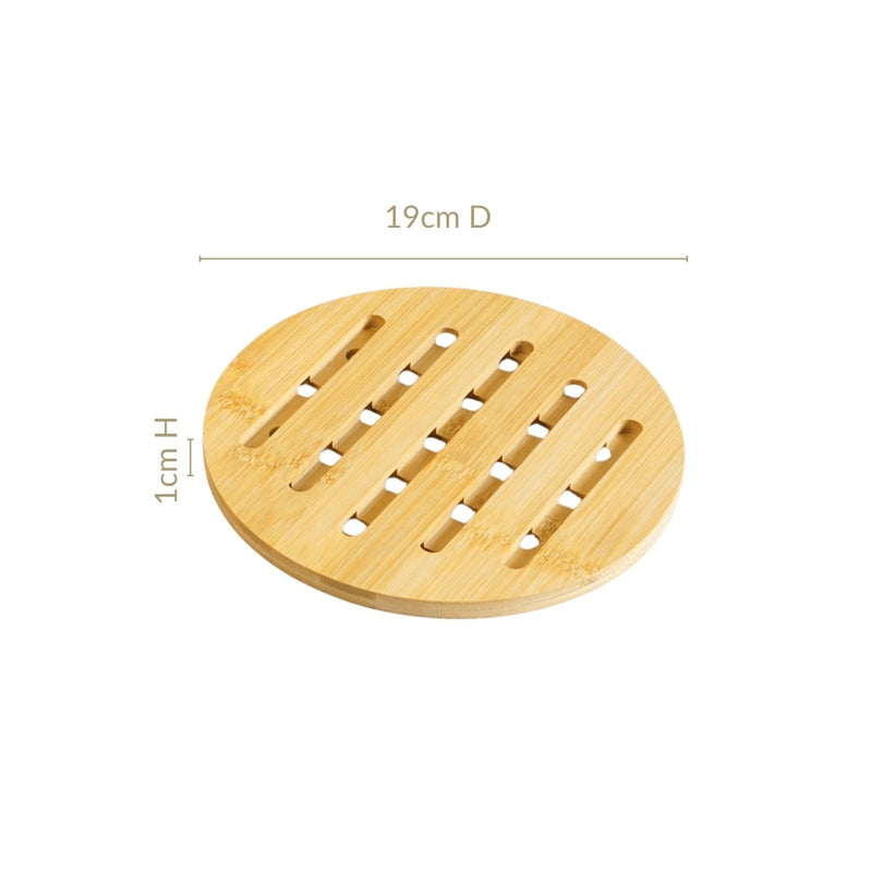 Set Of 3 Bamboo Round Wood Trivet