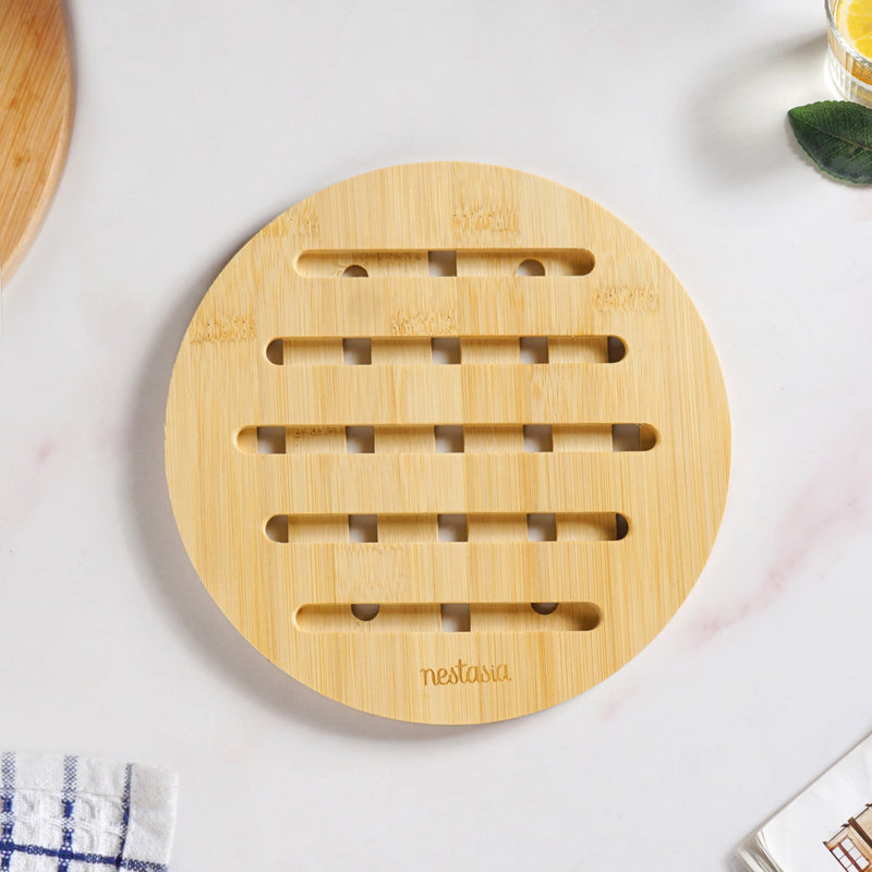 Set Of 3 Bamboo Round Wood Trivet