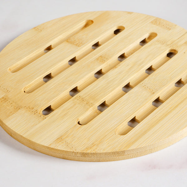 Set Of 3 Round Bamboo Wood Trivet
