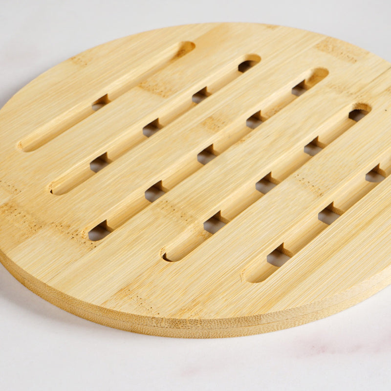Set Of 3 Bamboo Round Wood Trivet