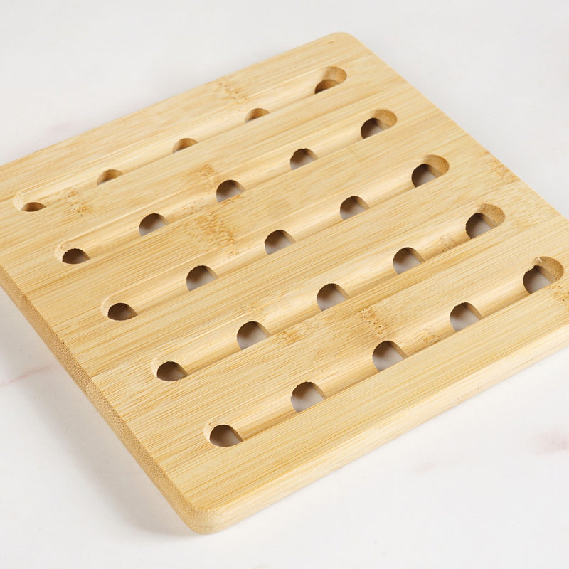 Set Of 3 Bamboo Wood Square Trivet