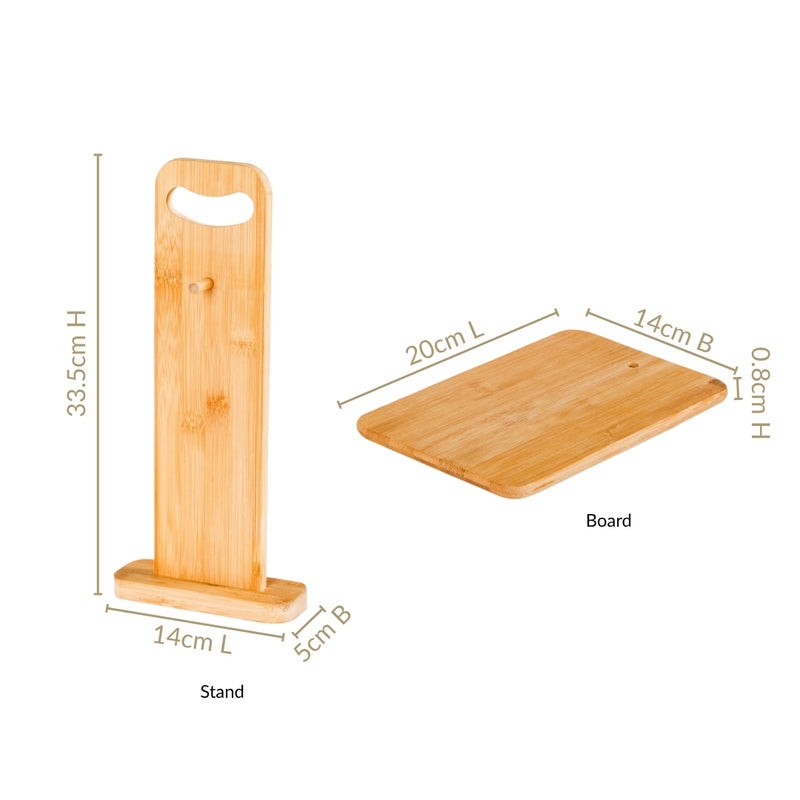 Set Of 4 Bamboo Serving Tray With Stand