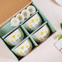 Set Of 4 Florets Soup Bowls With Spoons 400ml