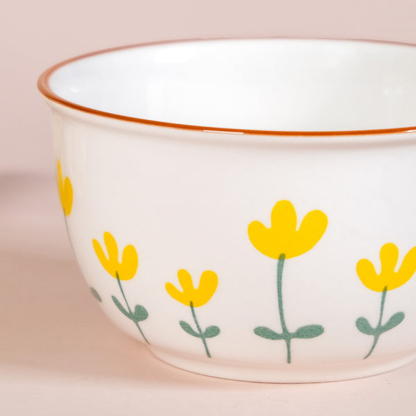 Set Of 4 Floret Soup Bowls With Spoons 400ml