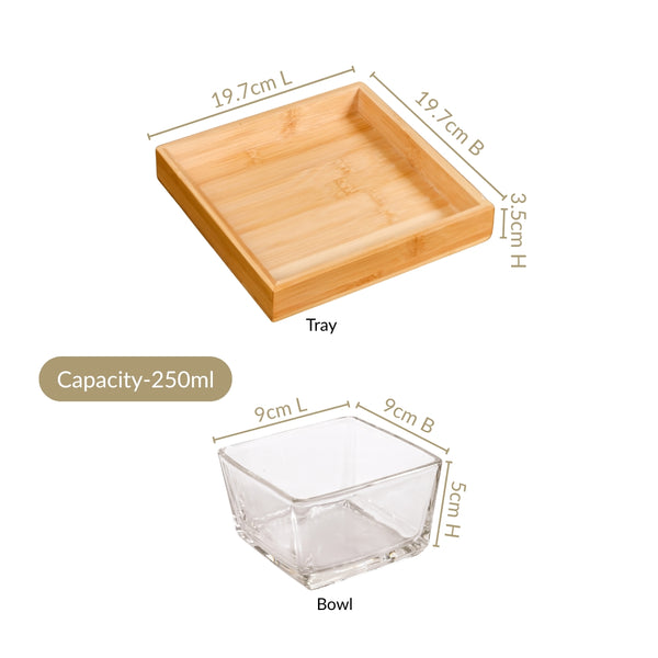 Glass Snack Serving Bowls With Tray