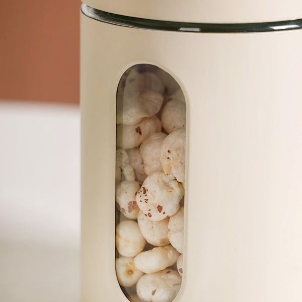 Set Of 4 Glass Storage Canister With Viewing Window 1200ml
