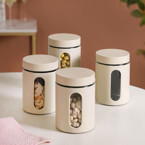Set Of 4 Small Storage Canister With Viewing Window 850ml