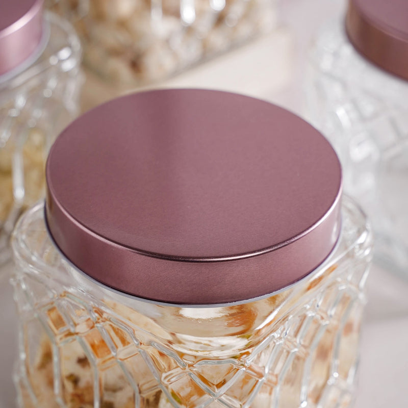 Set Of 4 Kitchen Glass Jars With Metal Lid 850ml