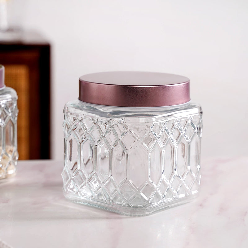 Set Of 4 Kitchen Glass Jars With Metal Lid 850ml
