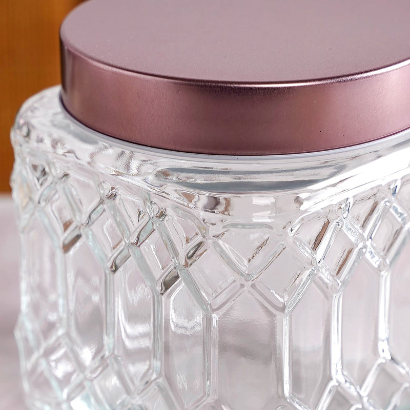 Set Of 4 Kitchen Glass Jars With Metal Lid 850ml