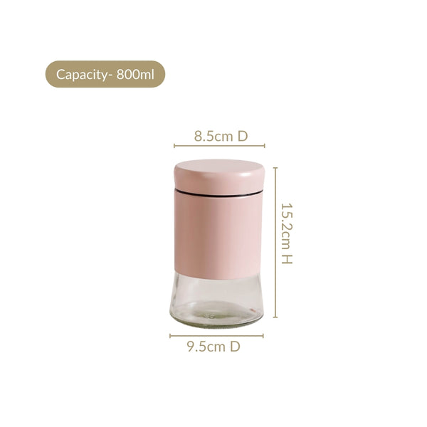 Winnie Set Of 4 Metal And Glass Container Jars 800ml