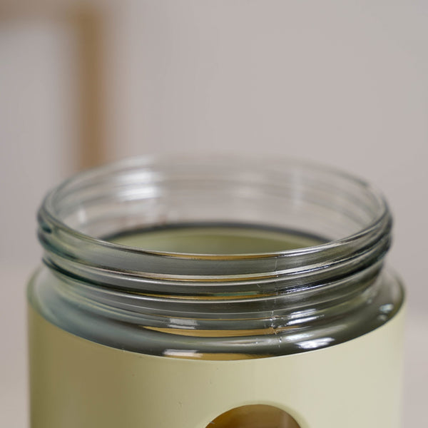 Set Of 4 Metal Canister With Glass Window Jar 1200ml