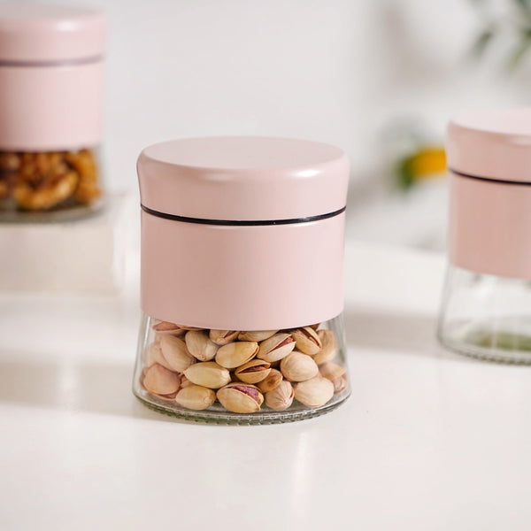 Winnie Set Of 4 Glass Storage Jar With Metal Cover 600ml