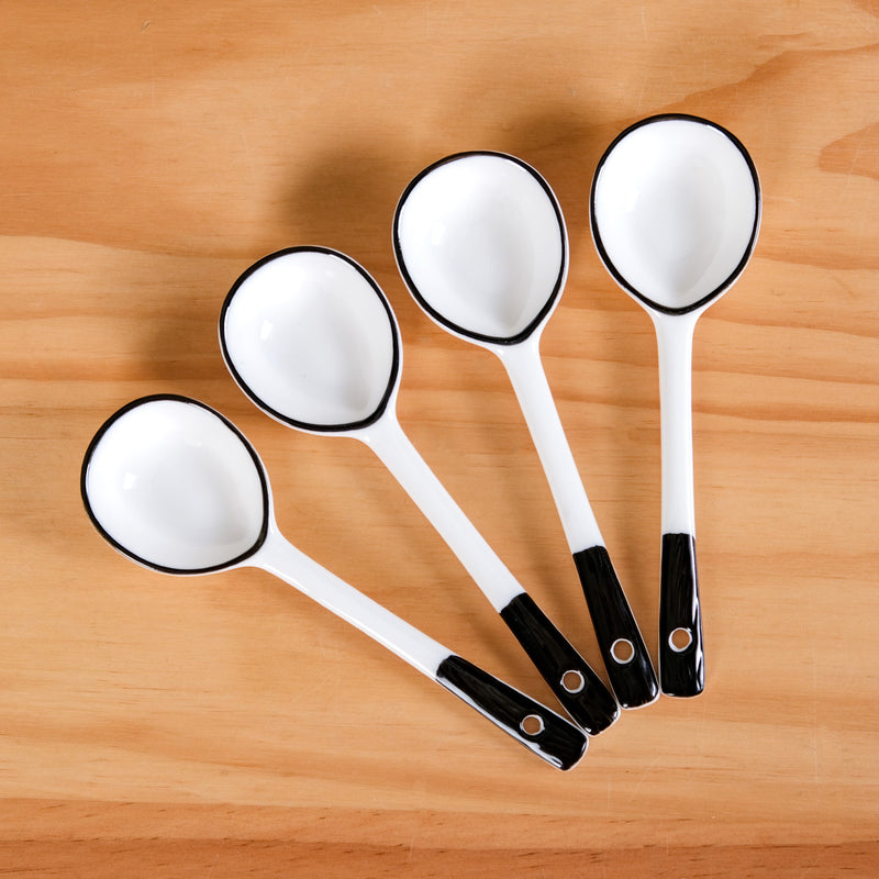 Set Of 4 Polka Dot Soup Bowl With Spoon 350ml