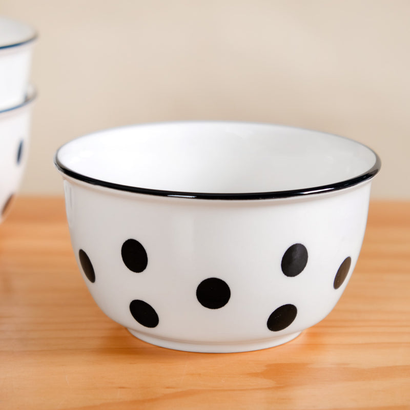 Set Of 4 Polka Dot Soup Bowl With Spoon 350ml