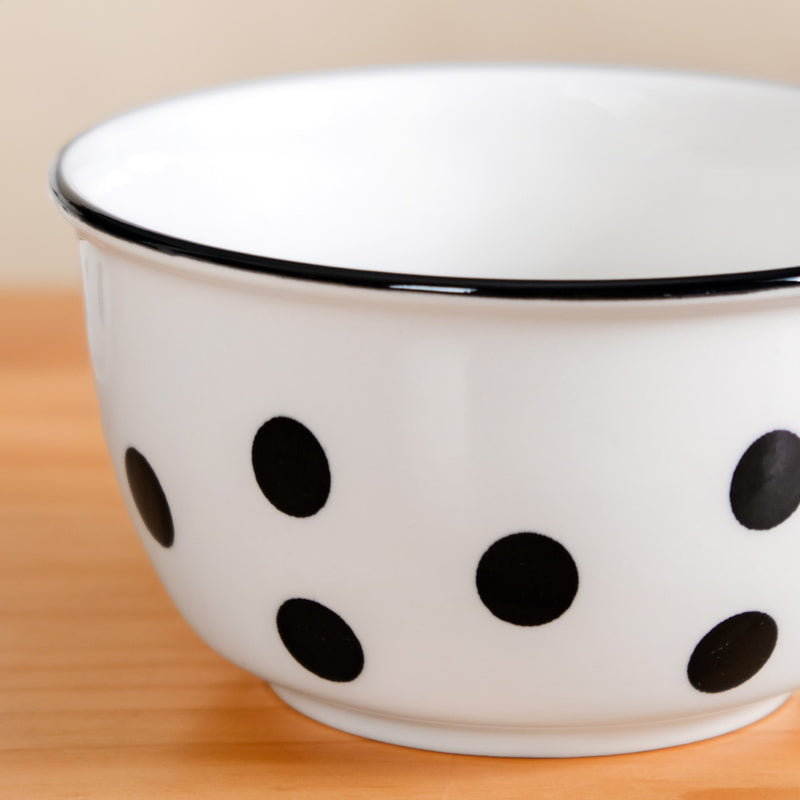 Set Of 4 Polka Dot Soup Bowl With Spoon 350ml