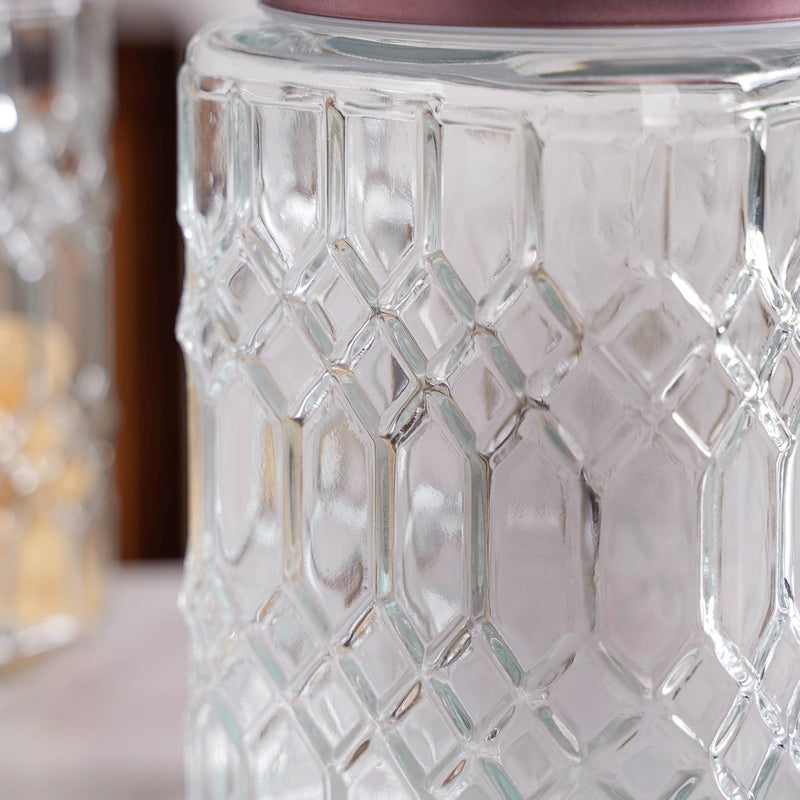 Set Of 4 Square Glass Containers With Airtight Lid 1700ml