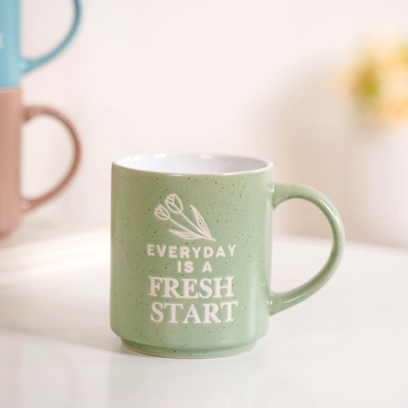Set Of 4 Stackable Mugs With Inspirational Quotes 280ml