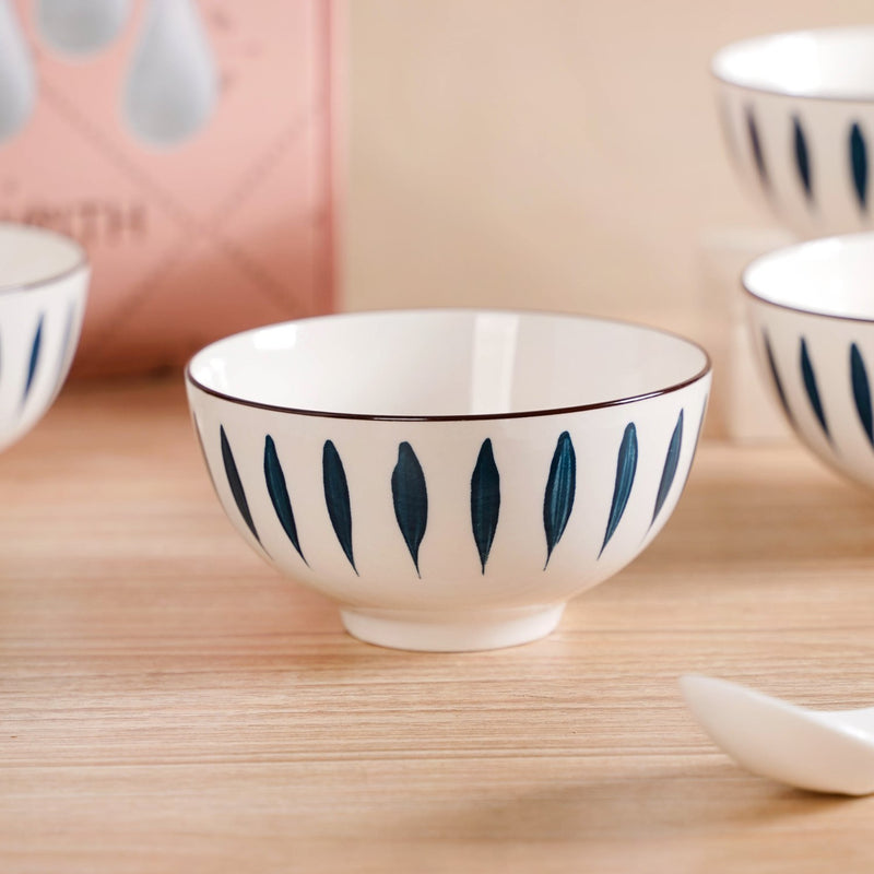 Set Of 4 Teardrop Soup Bowls With Spoon 350ml